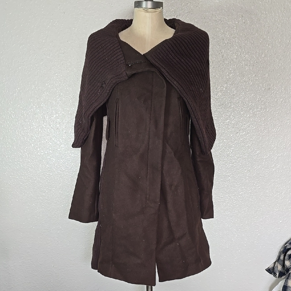 Pinko Women's Brown Coat with Shawl Collar